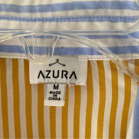 Azura Stripe Set Yellow Blue White Shorts Button Down Shirt size medium - Picture 12 of 12